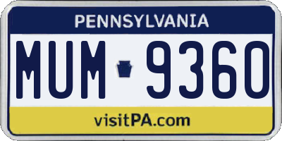 PA license plate MUM9360