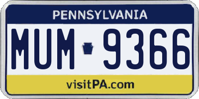 PA license plate MUM9366