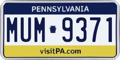 PA license plate MUM9371