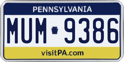 PA license plate MUM9386