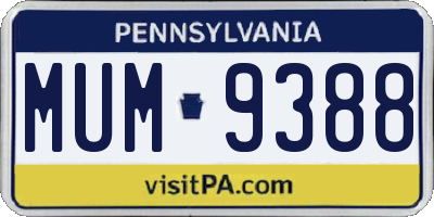 PA license plate MUM9388