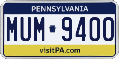 PA license plate MUM9400