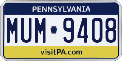 PA license plate MUM9408
