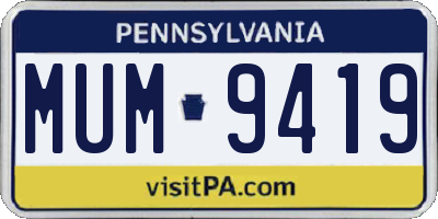 PA license plate MUM9419