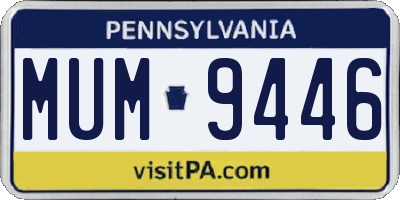 PA license plate MUM9446