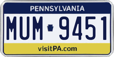PA license plate MUM9451