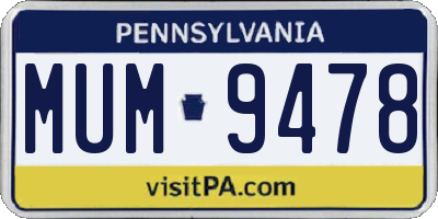 PA license plate MUM9478