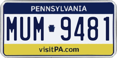 PA license plate MUM9481