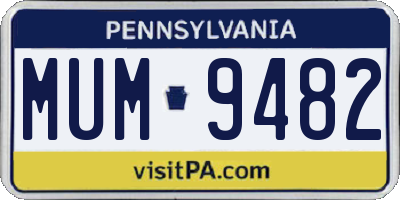 PA license plate MUM9482
