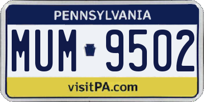 PA license plate MUM9502