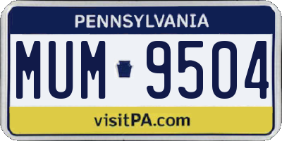 PA license plate MUM9504