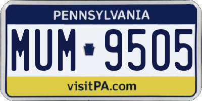 PA license plate MUM9505