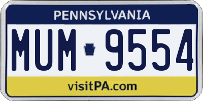 PA license plate MUM9554
