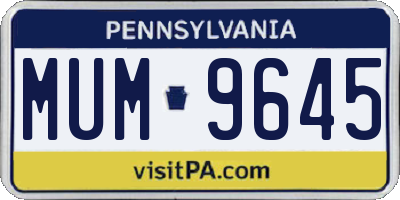 PA license plate MUM9645