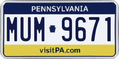 PA license plate MUM9671