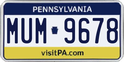 PA license plate MUM9678