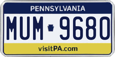 PA license plate MUM9680
