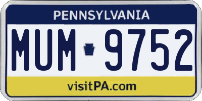 PA license plate MUM9752