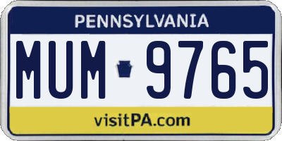 PA license plate MUM9765