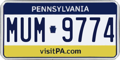 PA license plate MUM9774