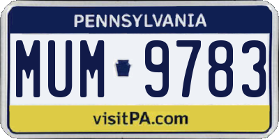 PA license plate MUM9783