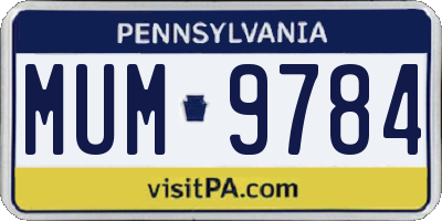 PA license plate MUM9784