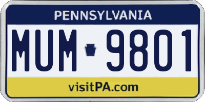 PA license plate MUM9801