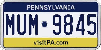PA license plate MUM9845