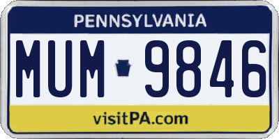 PA license plate MUM9846