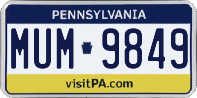 PA license plate MUM9849