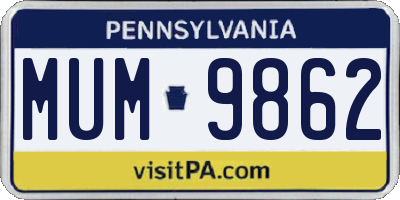 PA license plate MUM9862