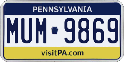 PA license plate MUM9869