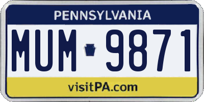 PA license plate MUM9871