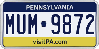 PA license plate MUM9872