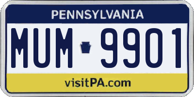 PA license plate MUM9901