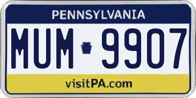 PA license plate MUM9907