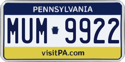 PA license plate MUM9922
