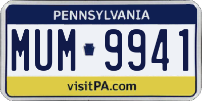 PA license plate MUM9941