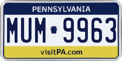 PA license plate MUM9963