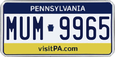 PA license plate MUM9965