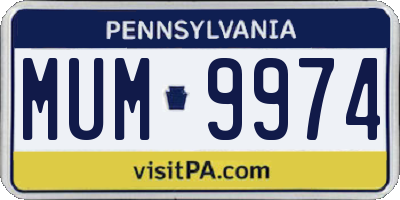 PA license plate MUM9974