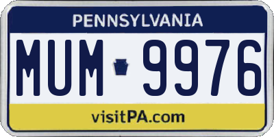 PA license plate MUM9976
