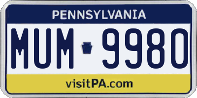 PA license plate MUM9980