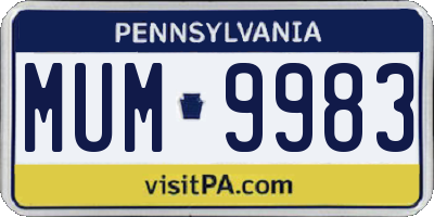 PA license plate MUM9983