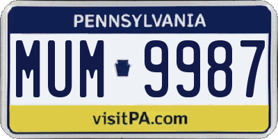 PA license plate MUM9987