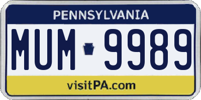 PA license plate MUM9989