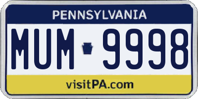 PA license plate MUM9998