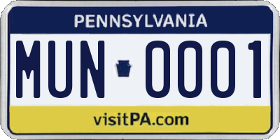 PA license plate MUN0001