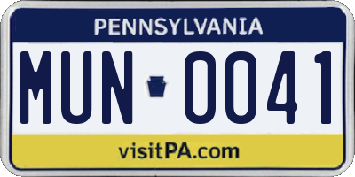 PA license plate MUN0041