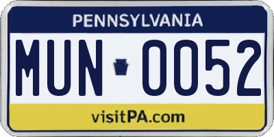 PA license plate MUN0052